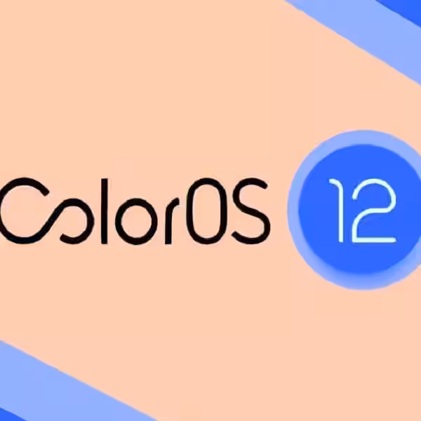 Логотип ColorOS 12 на светлом фоне с синими элементами