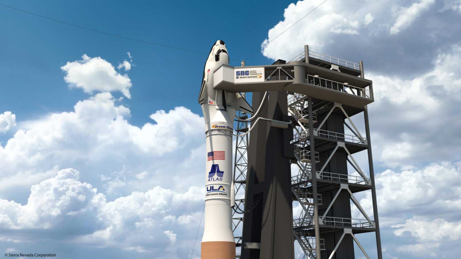 Firefly завершает разработку проекта лунной миссии для запуска в 2023 году (SNCs Dream Chaser atop ULA Atlas V Rocket on Space Launch Complex 41 a)