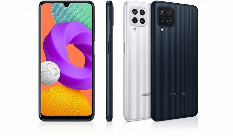 Смартфон Samsung Galaxy M22 спереди и сзади