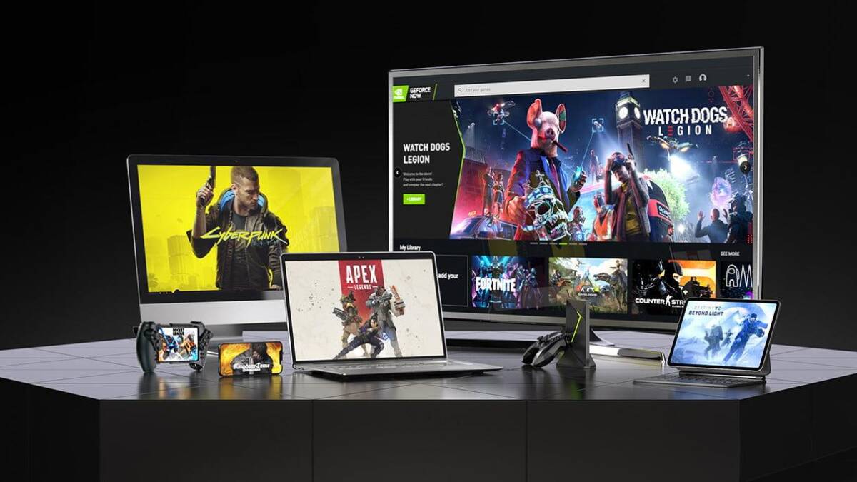 Игровая техника и монитор для потоковой передачи игр NVIDIA GeForce NOW с интерфейсом графики NVIDIA