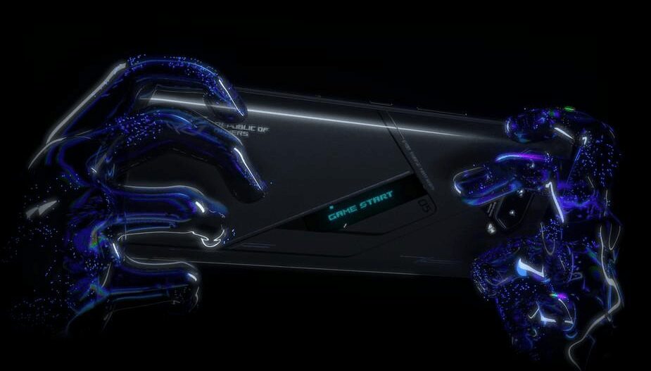 Игра на ASUS ROG Phone 5s в темном стиле с неоновыми подсветками