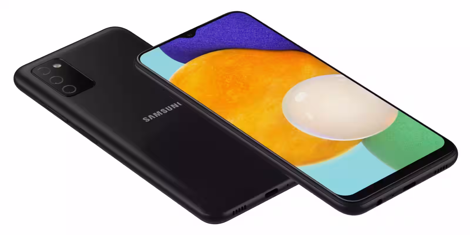 Смартфон Samsung Galaxy A13 в чёрном цвете: дисплей и камера на боковой панели