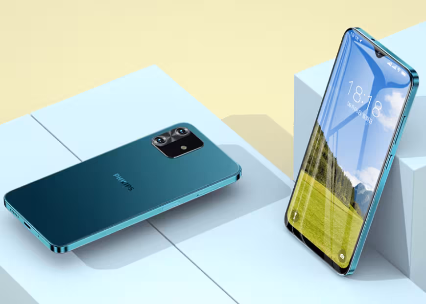 Задняя панель и дисплей бюджетного смартфона Philips PH2 с двойной камерой и интерфейсом