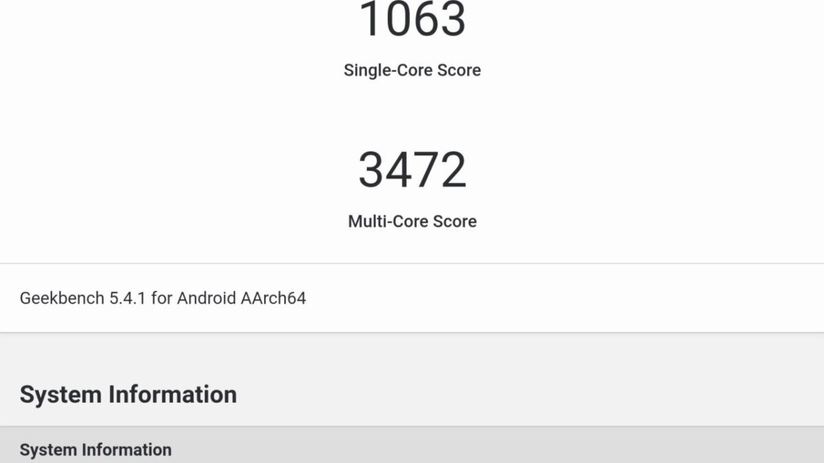 Результаты теста Geekbench для Samsung Galaxy Z Fold3 показывает однопроцессорный и многоядерный баллы