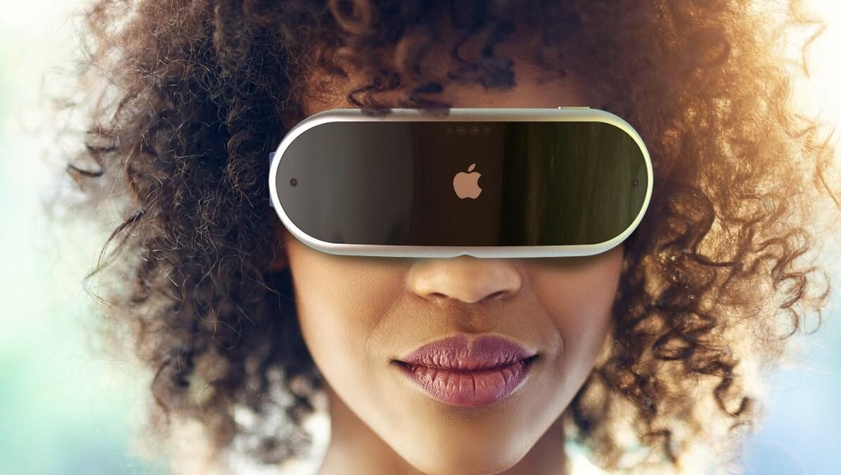 концепт AR-гарнитуры Apple с отслеживанием рук и Face ID, визуализация устройства