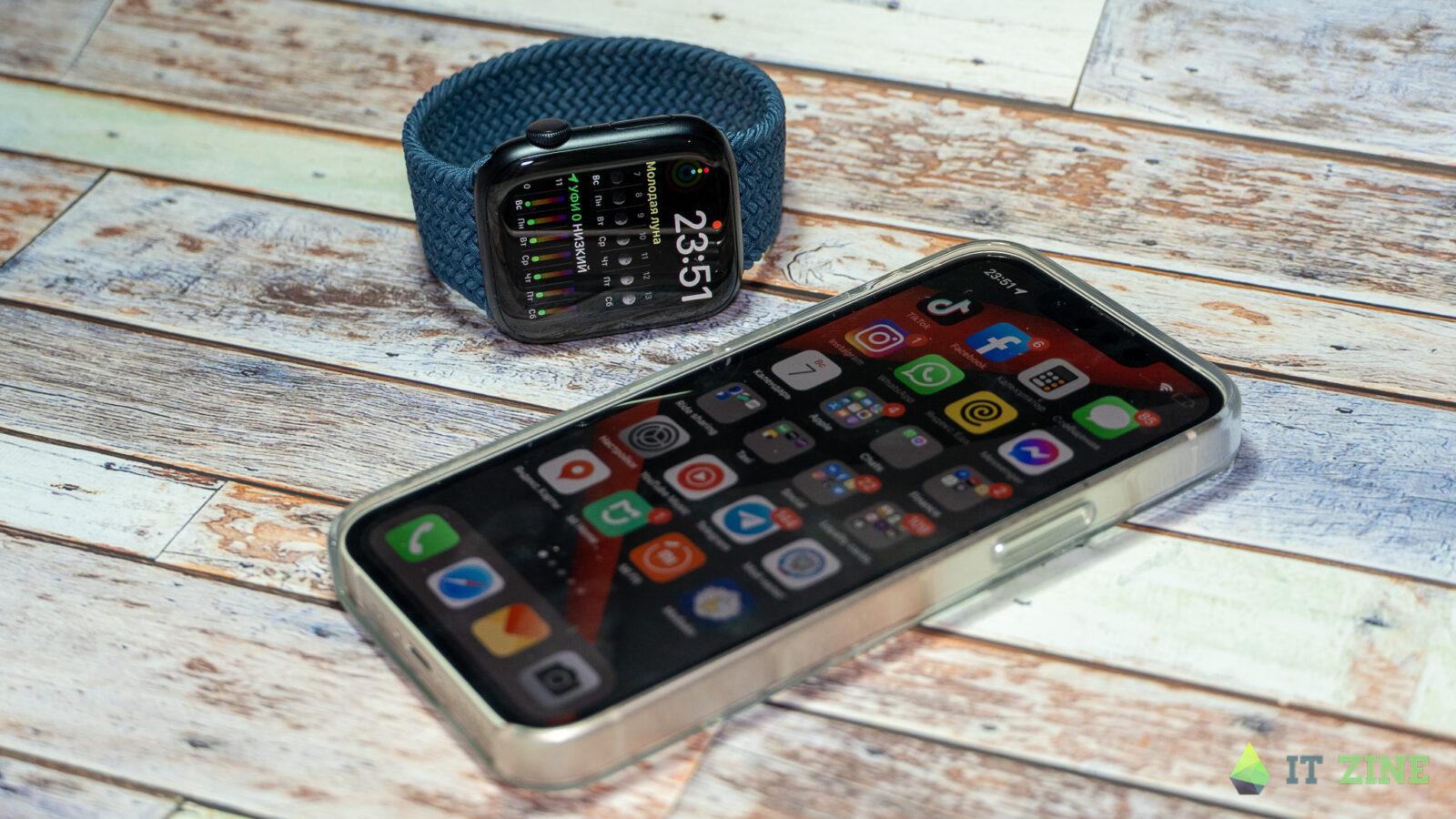 Дисплей iPhone 13 mini и Apple Watch series 7