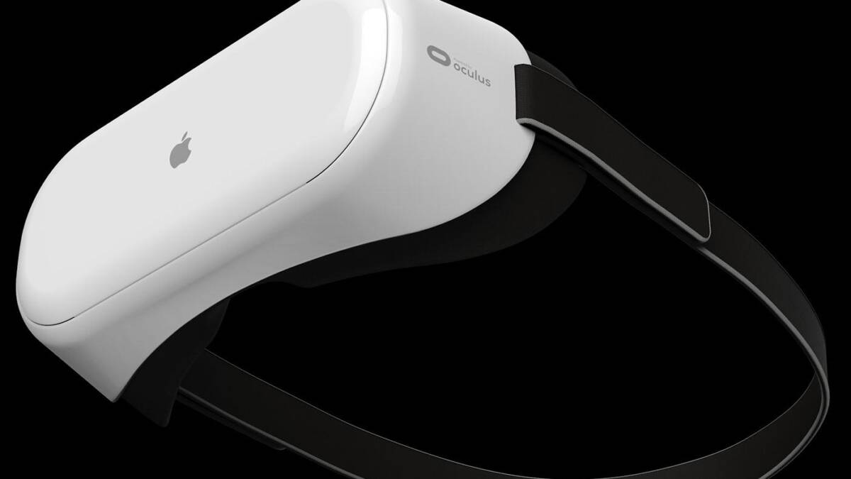 Apple VR может предложить Memoji FaceTime и SharePlay 1 Вид спереди Oculus VR гарнитуры с белым корпусом и черным ремнем на черном фоне
