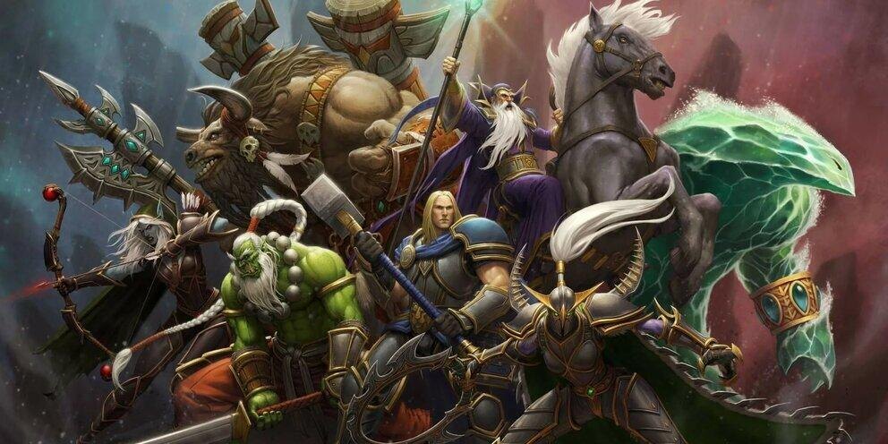 Герои Warcraft на фоне космического пейзажа в мобильной версии Blizzard