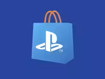 Логотип PlayStation на синем фоне в виде торговой сумки
