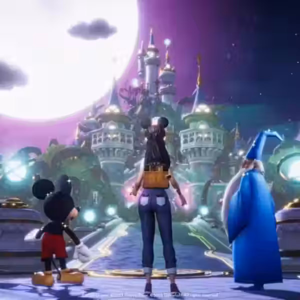 Disney Dreamlight Valley — кадр из приключенческого симулятора с героями и магией