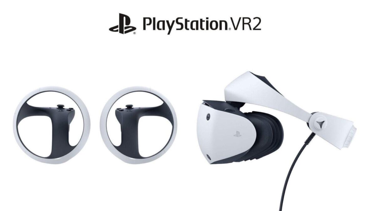 Два контроллера PlayStation VR2 и шлем виртуальной реальности