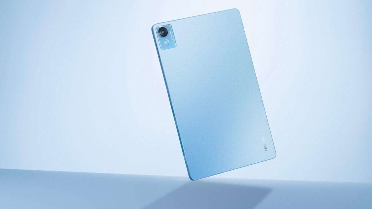 Планшет Realme Pad X в голубом цвете с задней стороны