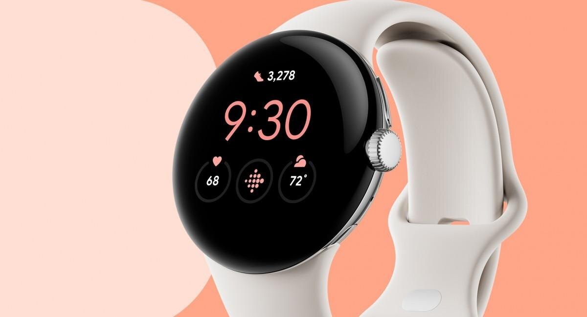 Умные часы Google Pixel Watch с электронным дисплеем и белым браслетом