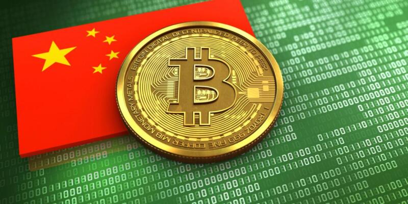 Китай стал вторым в мире по добыче биткоинов, несмотря на запрет (kitai bitkoin flag flag china bitcoin btc green matrix)