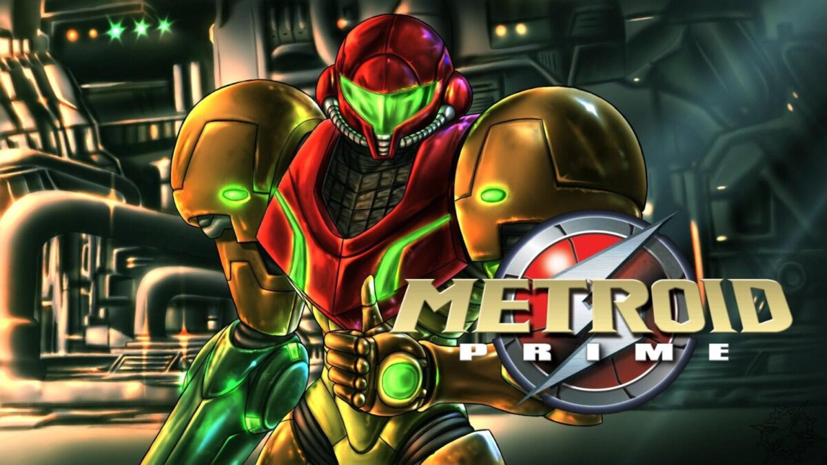 Metroid Prime ремастер на Nintendo Switch в графике с логотипом игры