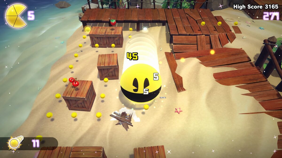 Экран игры Pac-Man World Remake на консоли PlayStation