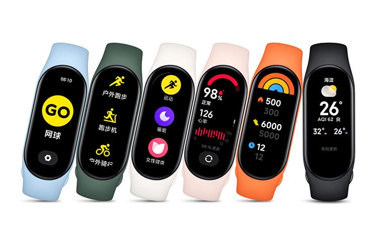 Многоцветные дисплеи Xiaomi Band 7 с различными интерфейсами