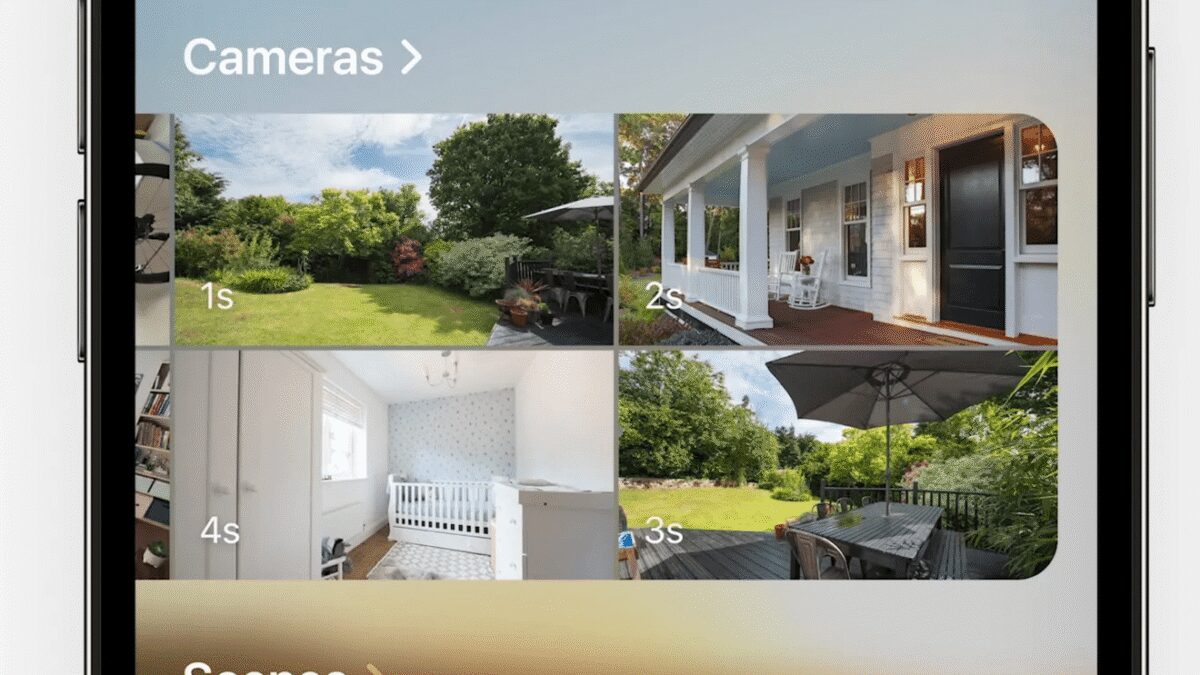 Экран iPhone с выбором камер для съемки