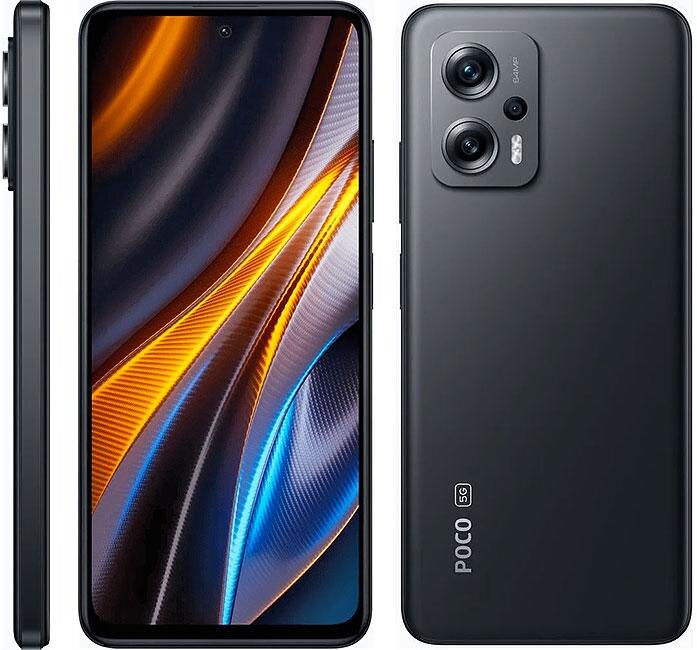 Передняя и задняя камеры Poco X4 GT на черном корпусе