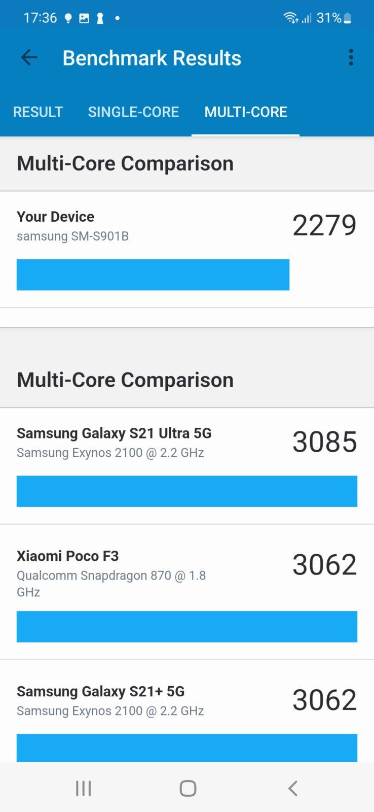 Обзор Samsung Galaxy S22: быстрее, тоньше, красивее (Screenshot 20220519 173624 Geekbench 5)
