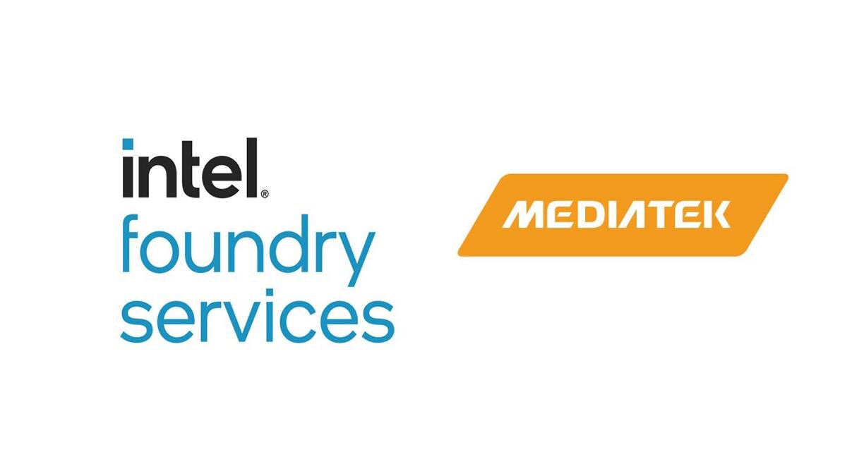 Логотип Intel Foundry Services и MediaTek на белом фоне