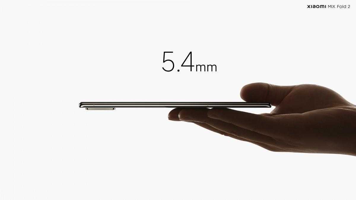 Толщина дисплея Xiaomi Mix Fold 2 5.4 мм в боковом обзоре