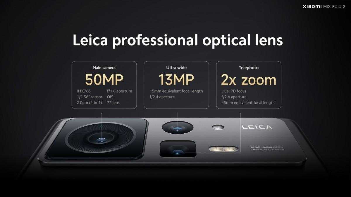 Камеры Leica для Xiaomi Mix Fold 2 с указанием характеристик