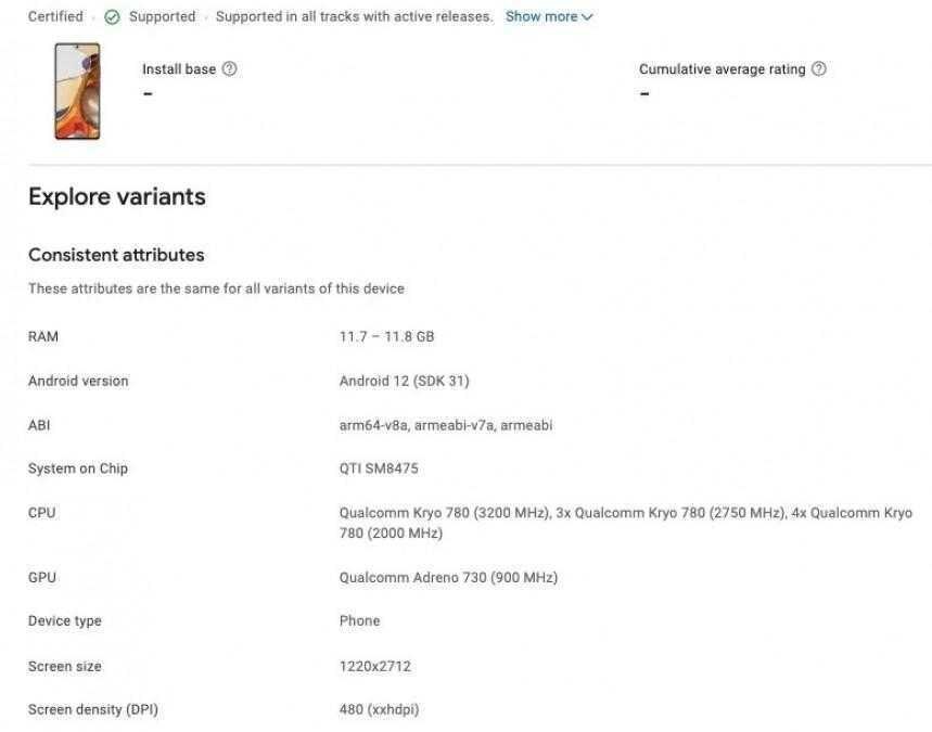 Xiaomi 12T Pro появился в Google Play Console 4 Xiaomi