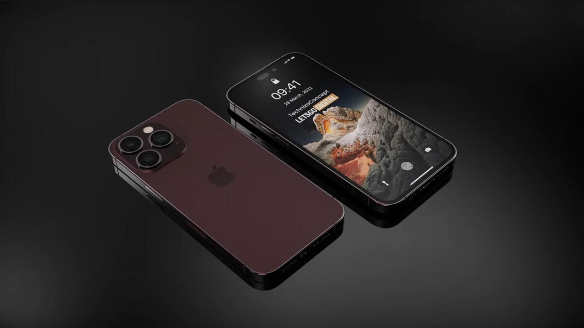 Задняя часть iPhone 14 Pro с камерой и интерфейсом