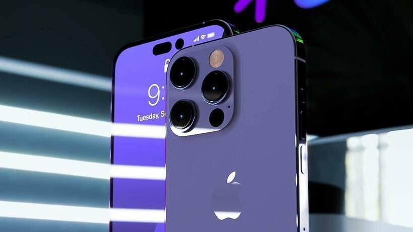 Задняя камера iPhone 14 с тремя объективами и светодиодной вспышкой в новом дизайне