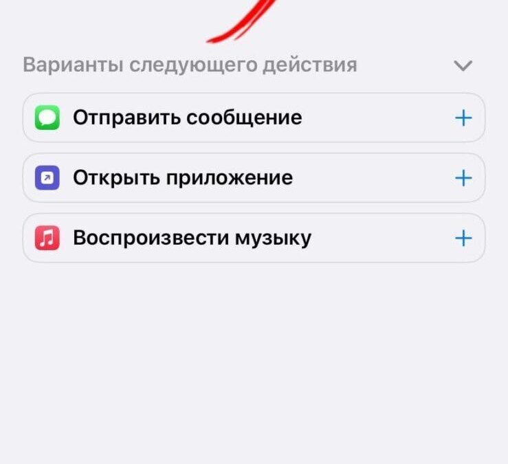 Экран iPhone с настройкой кнопки для действий
