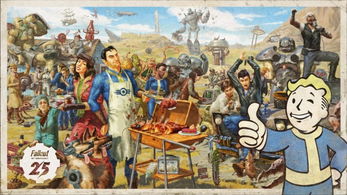 Красивая сценка из игры Fallout 4 на стене