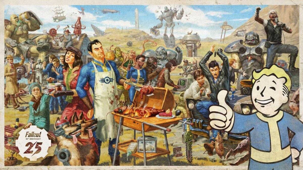 Bethesda подробно рассказала о своих планах на 25-летие Fallout 5 Постер к 25-летию Fallout: персонажи и сцены из игры в оформлении Bethesda