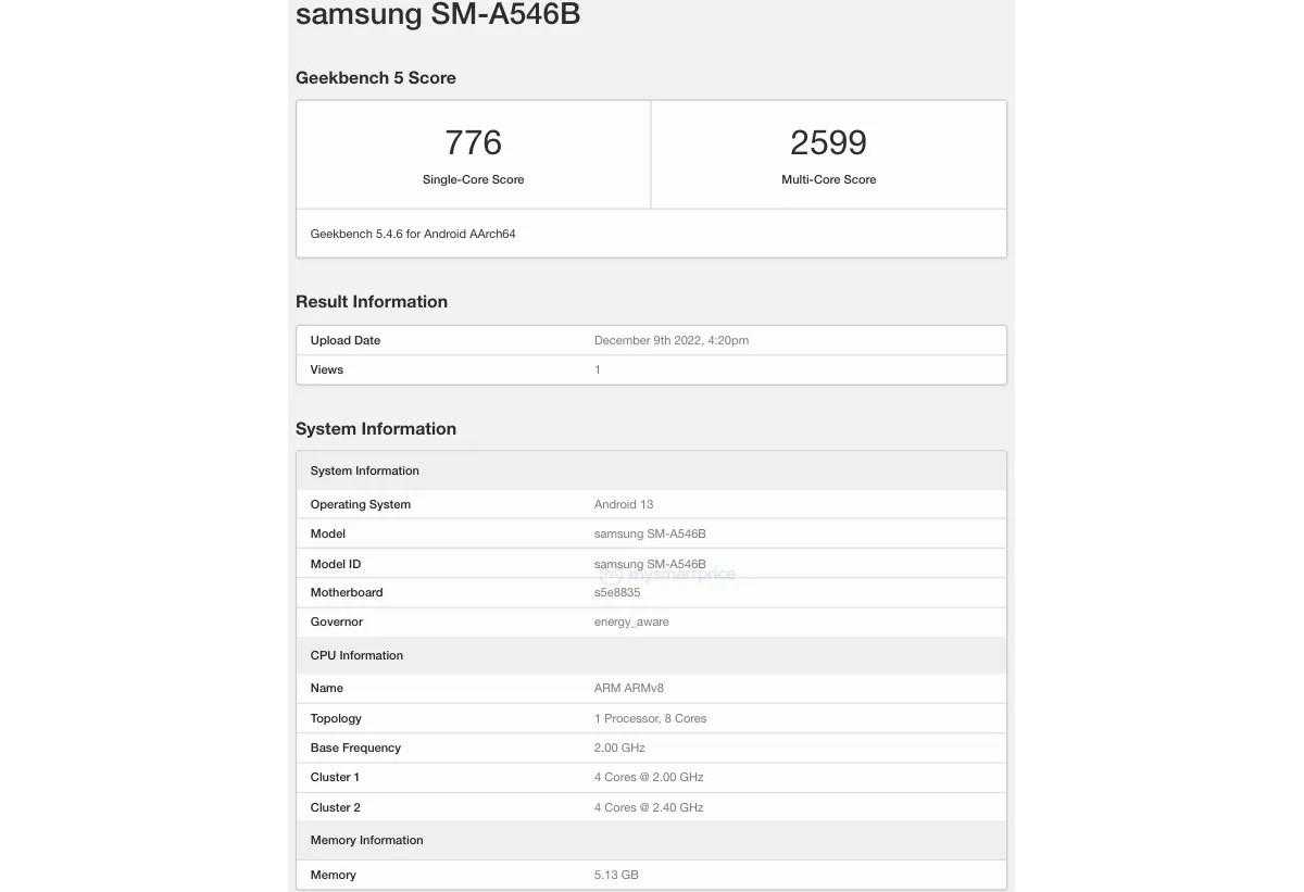 Samsung Galaxy A54 5G и F04 засветились в Geekbench (gsmarena 001 2022 12 10T120749.278)
