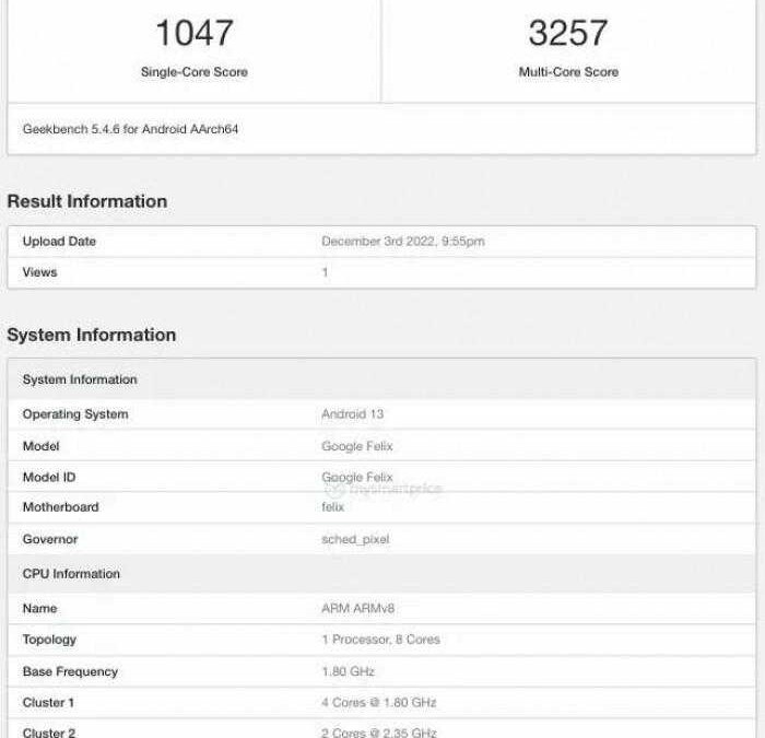 Google Pixel Fold засветился в базе Geekbench 5 gsmarena 002 1