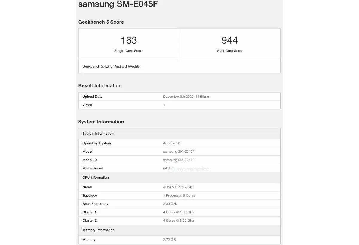 Samsung Galaxy A54 5G и F04 засветились в Geekbench (gsmarena 002 2022 12 10T120753.508)