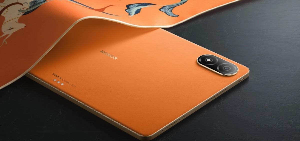 Задняя панель планшета Honor Pad V8 Pro оранжевого цвета с вертикальной двойной камерой