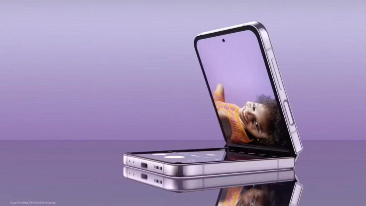 Samsung Galaxy Z Flip5 будет иметь большой внешний дисплей и невидимую складку 1 Смартфон Samsung Galaxy Z Flip5 с внешним дисплеем и скрытой складкой в режиме просмотра