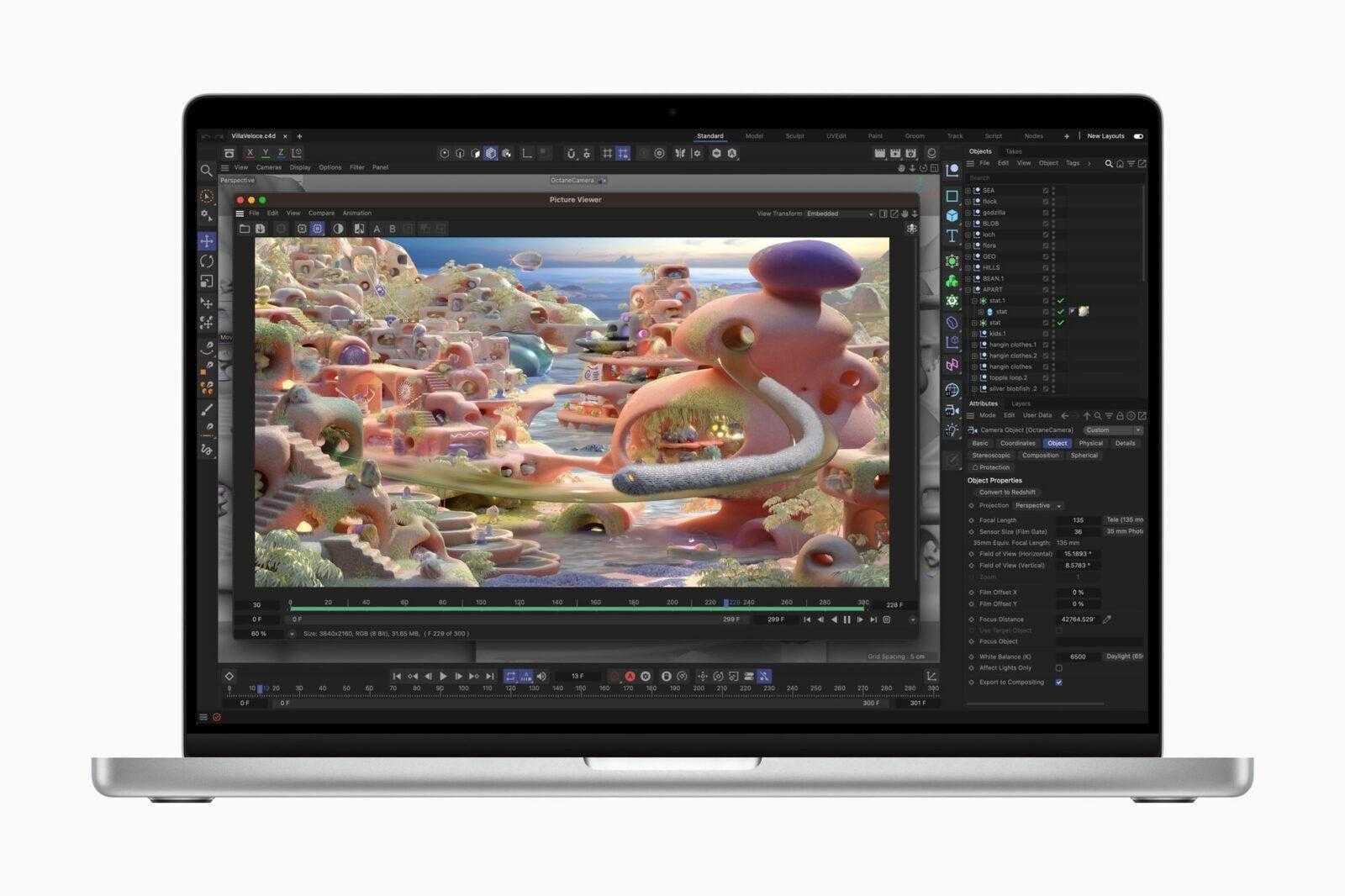 Apple выпустила MacBook Pro с чипами M2 Pro и M2 Max (Apple MacBook Pro Cinema 4D)