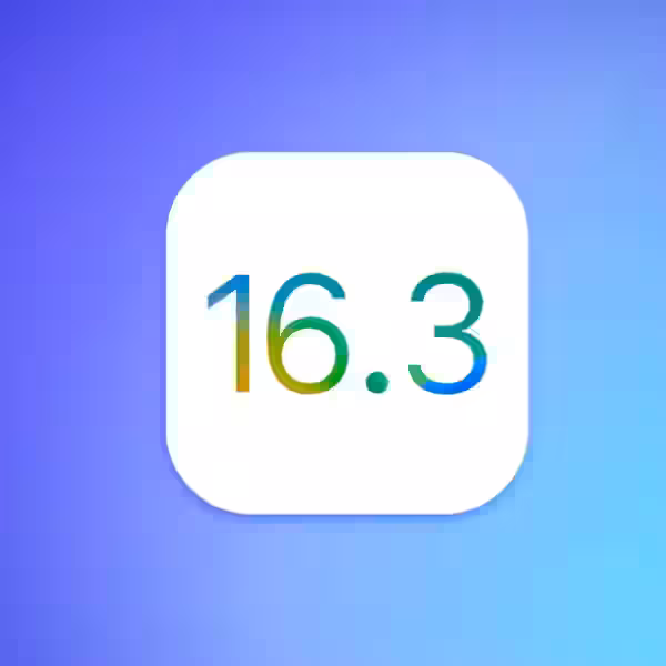 Экран iPhone с уведомлением об обновлении iOS 16.3, которое исправляет горизонтальные линии