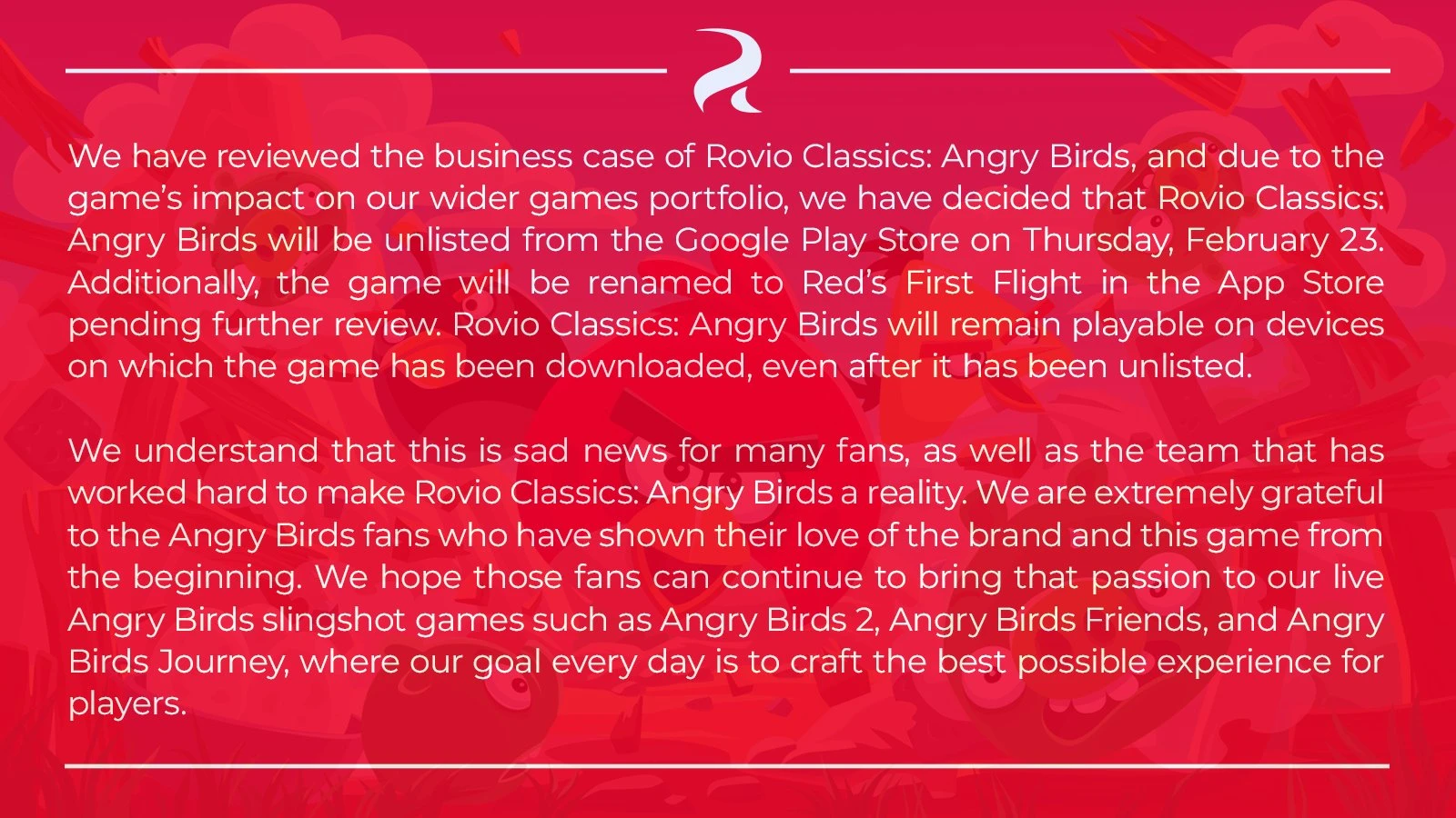Оригинальная Angry Birds 23 февраля будет удалена из Google Play (SKTaEYa7uMym)