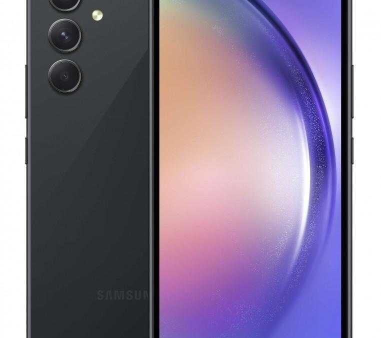 Черный смартфон Samsung Galaxy A54 с тремя камерами