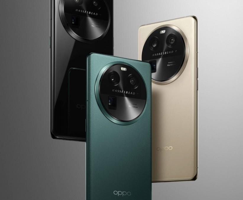 Три смартфона Oppo Find X6 с крупными камерами на задней панели