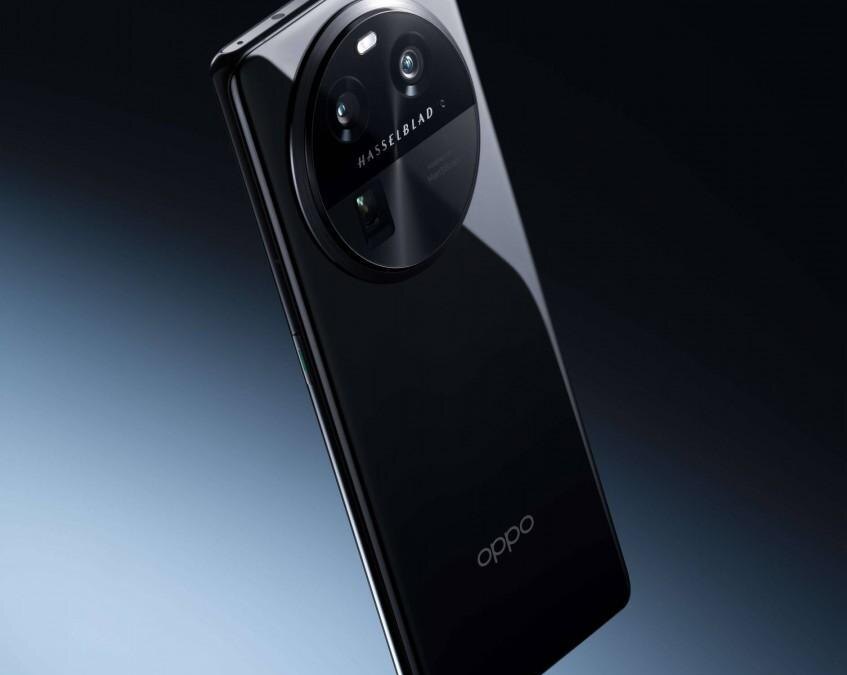 Черный смартфон Oppo серии Find X6 с круглой камерой