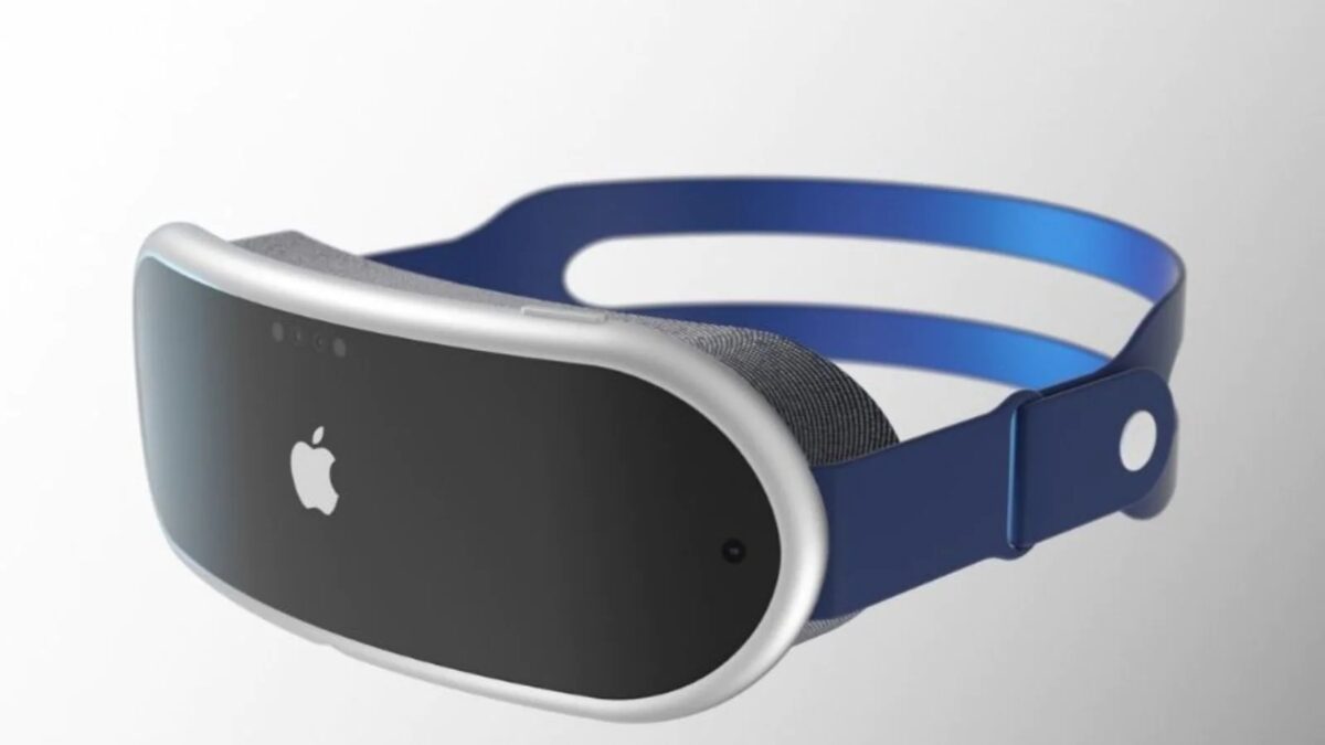 Виртуальные очки Apple Vision Pro сбоку с интерфейсом