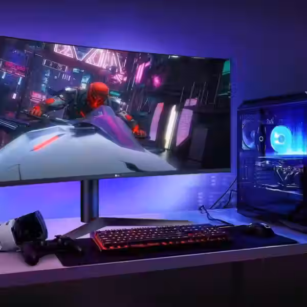 Игровой настольный ПК с RGB подсветкой и прозрачной боковой панелью в корпусе