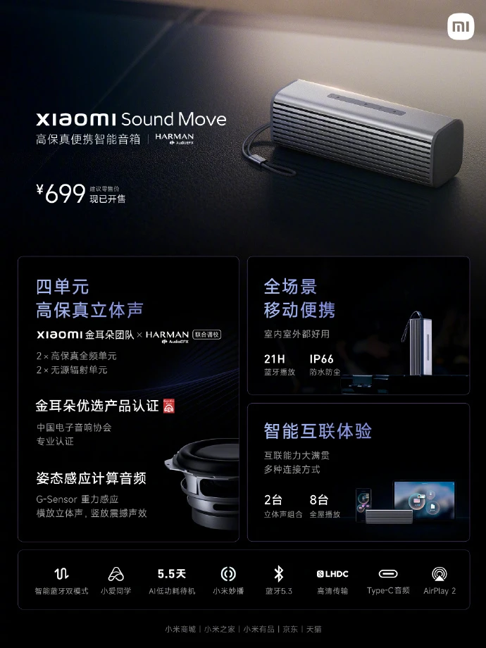 Xiaomi представила портативную колонку Sound Move с защитой от воды и пыли (ugajrabo1pfe)