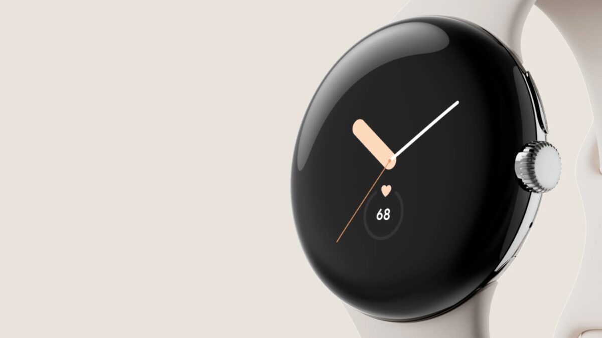 Умные часы Google Pixel Watch с черным циферблатом и белым ремешком