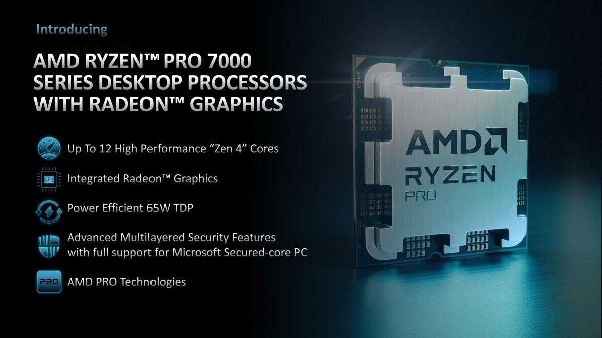 Анонсированы процессоры AMD Ryzen серии PRO 7000 для бизнес-ПК и ноутбуков 4 AMD Ryzen