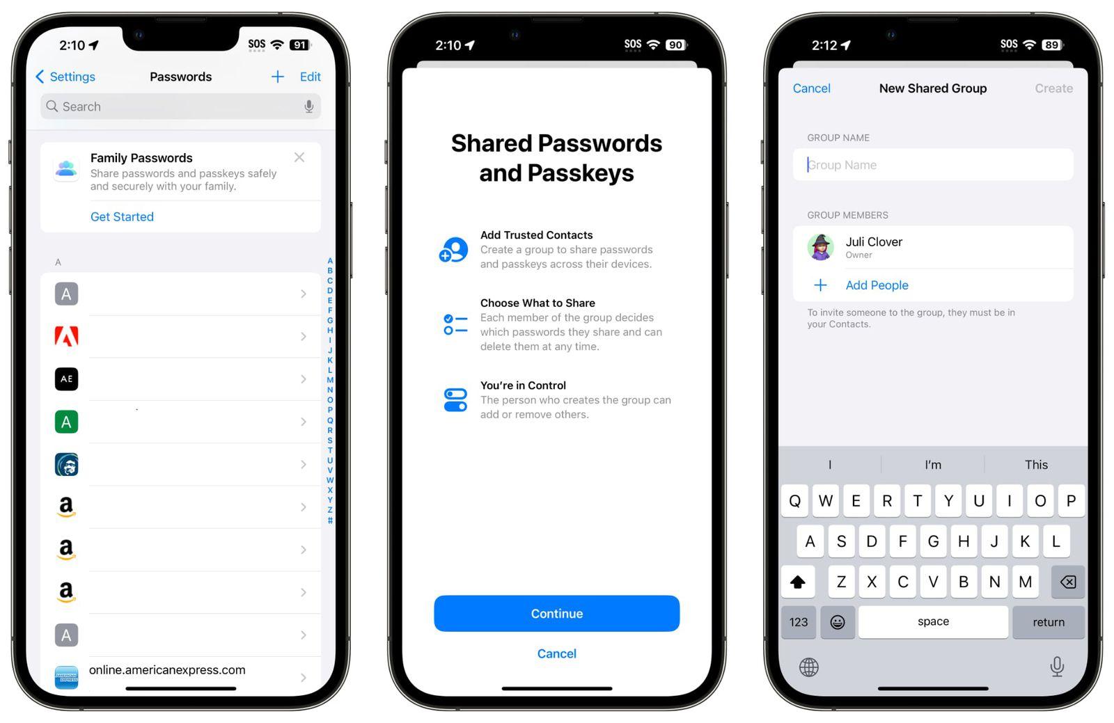iOS 17 позволяет делиться паролями iCloud с друзьями и родственниками (ios 17 shared passwords)